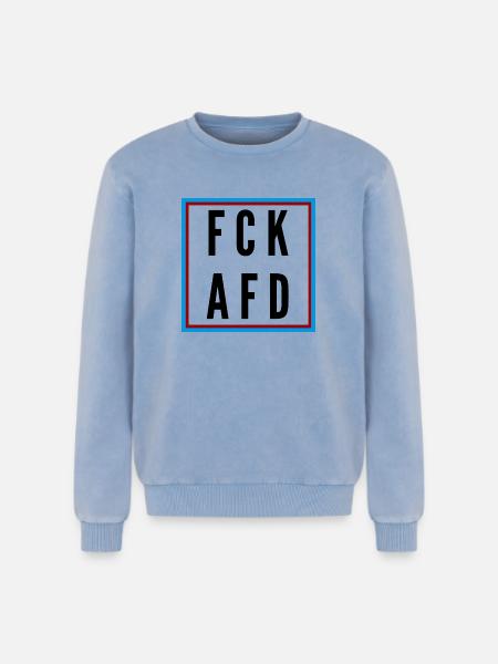 AFD Nein Danke! - Relaxed Unisex Premium Acid-Washed Sweatshirt - Blau Acid Wash