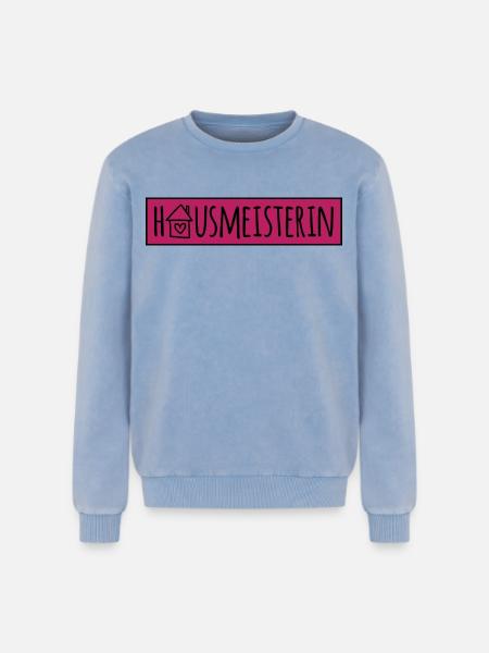 Hausmeisterin - Relaxed Unisex Premium Acid-Washed Sweatshirt - Blau Acid Wash
