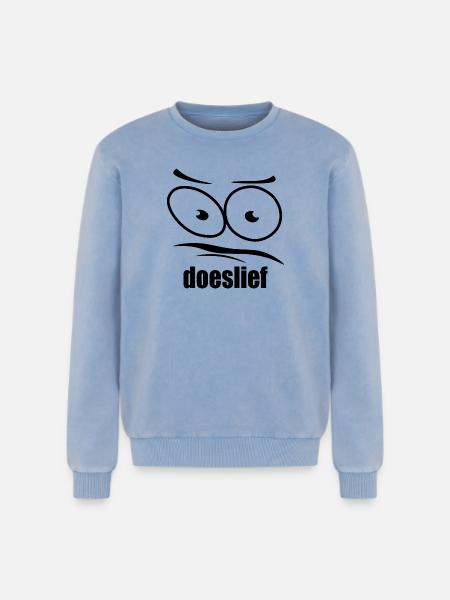 doeslief flehende Augen mit Fragezeichen-Blick - Relaxed Unisex Premium Acid-Washed Sweatshirt - Blau Acid Wash