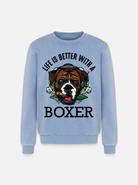boxeur - Sweatshirt unisexe Premium acid-wash en coton - bleu délavé acide