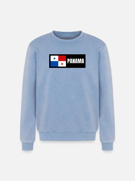 Panama Flagge - Relaxed Unisex Premium Acid-Washed Sweatshirt - Blau Acid Wash