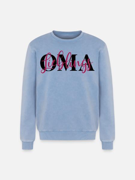 Lieblingsoma Oma - Relaxed Unisex Premium Acid-Washed Sweatshirt - Blau Acid Wash