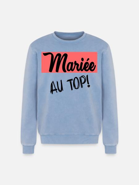 WEDDING. BRIDE-TO-BE - Relaxed Unisex Premium Acid Washed Sweatshirt - acid washed blue