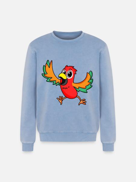 perroquet - Sweatshirt unisexe Premium acid-wash en coton - bleu délavé acide