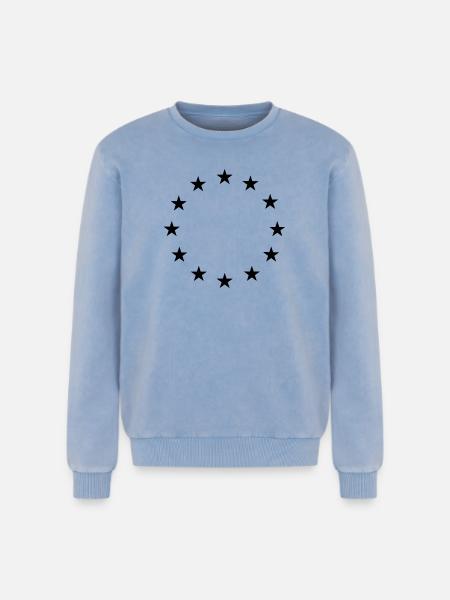 Star Circle Logo - Relaxed Unisex Premium Acid Washed Sweatshirt - acid washed blue