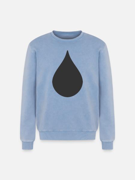 Drop Shape Logo Symbol - Relaxed Unisex Premium Acid Washed Sweatshirt - acid washed blue