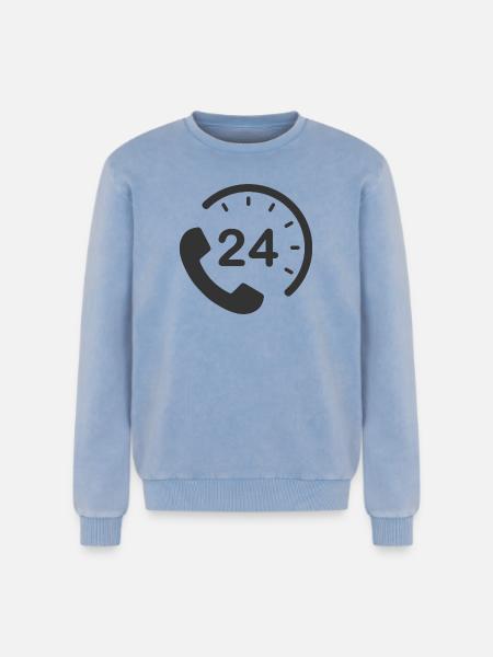 24/7 h Service - Relaxed Unisex Premium Acid Washed Sweatshirt - acid washed blue