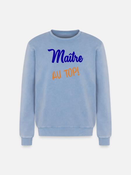MAITRE - Sweatshirt unisexe Premium acid-wash en coton - bleu délavé acide