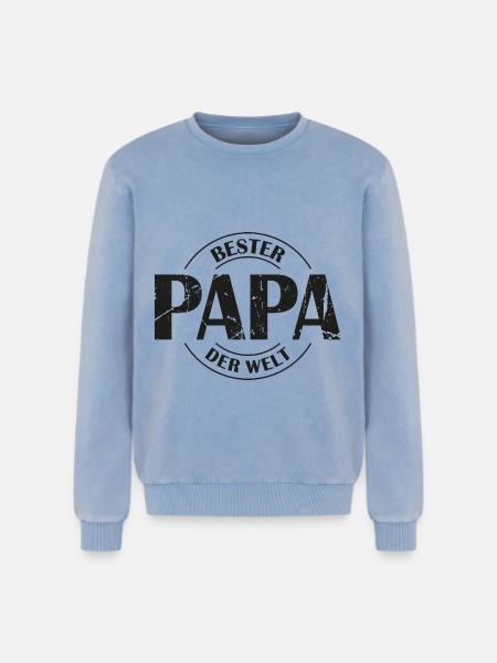 Bester Papa der Welt - Relaxed Unisex Premium Acid-Washed Sweatshirt - Blau Acid Wash