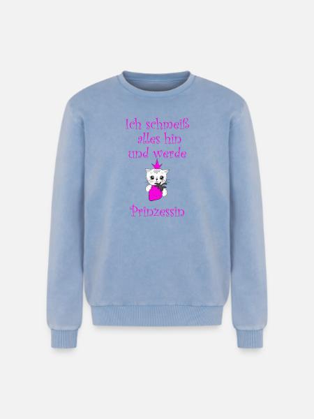 Prinzessin - Relaxed Unisex Premium Acid-Washed Sweatshirt - Blau Acid Wash