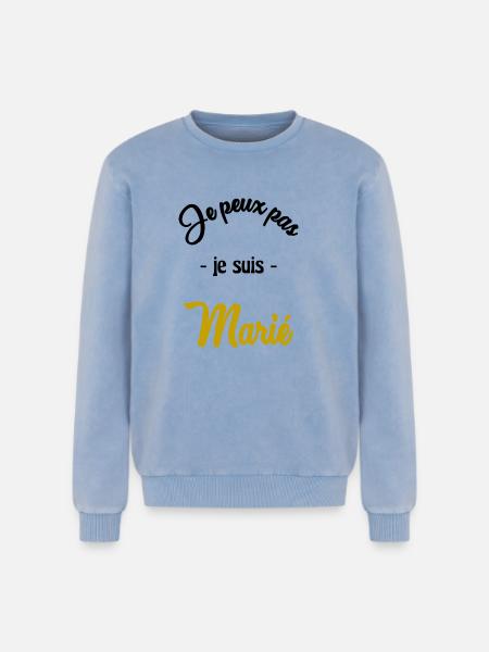 JUST MARRIED. EVJF - Sweatshirt unisexe Premium acid-wash en coton - bleu délavé acide