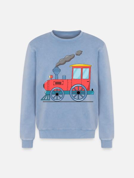 Children's train railway pink - Relaxed Unisex Premium Acid Washed Sweatshirt - acid washed blue