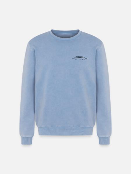 feather - Relaxed Unisex Premium Acid Washed Sweatshirt - acid washed blue