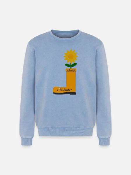 Flower Boots - Relaxed Unisex Premium Acid Washed Sweatshirt - acid washed blue