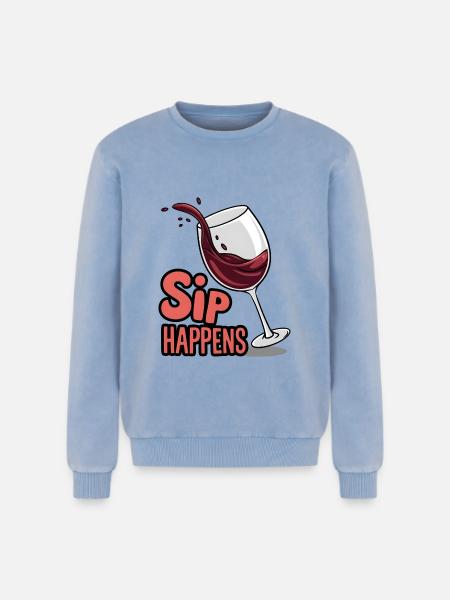 Sip Happens - Sweatshirt unisexe Premium acid-wash en coton - bleu délavé acide