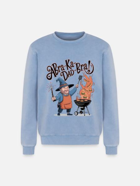 AbraKa-Dad-Bra ! - Sweatshirt unisexe Premium acid-wash en coton - bleu délavé acide