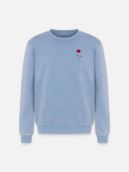 Rose - Relaxed Unisex Premium Acid Washed Sweatshirt - acid washed blue