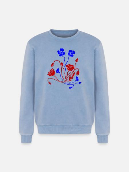 Fleur Picture Fleurs - Sweatshirt unisexe Premium acid-wash en coton - bleu délavé acide