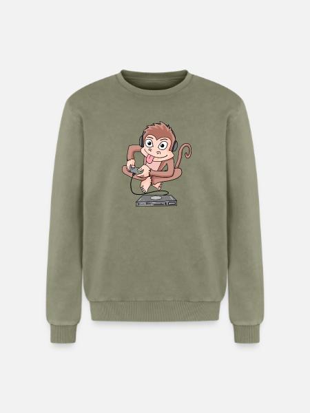 Monkey plays video games - Relaxed Unisex Premium Acid Washed Sweatshirt - acid washed green