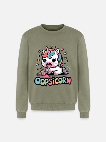 Oopsicorn - Sweatshirt unisexe Premium acid-wash en coton - vert délavé acide