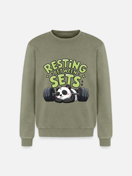 Resting Between Sets - Relaxed Unisex Premium Acid Washed Sweatshirt - acid washed green
