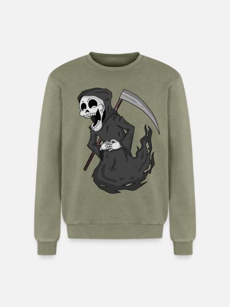 Grim Reaper laughs funny - Relaxed Unisex Premium Acid Washed Sweatshirt - acid washed green