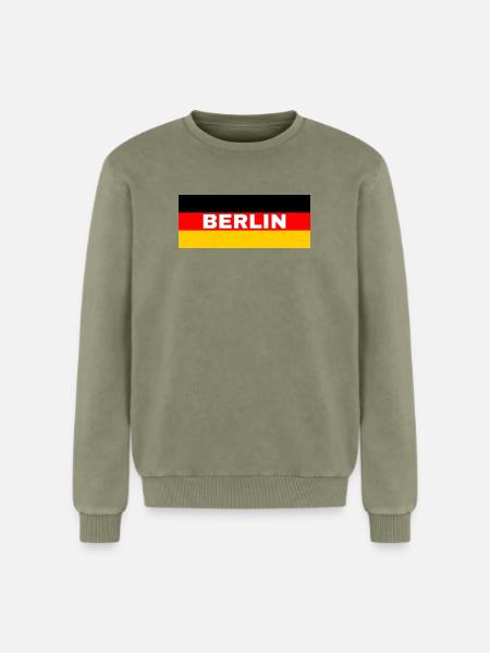 Berlin City in German Flag - Relaxed Unisex Premium Acid Washed Sweatshirt - acid washed green
