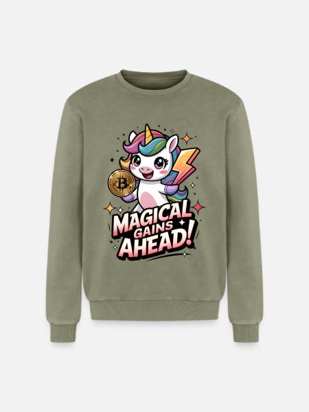 Magical Gains Ahead! - Relaxed Unisex Premium Acid Washed Sweatshirt - acid washed green