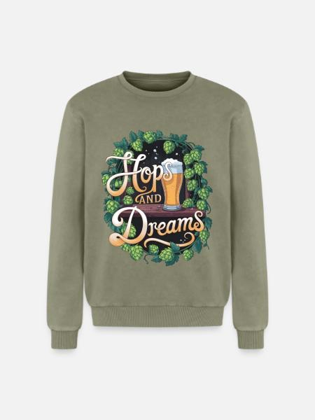 Hops And Dreams - Relaxed Unisex Premium Acid Washed Sweatshirt - acid washed green
