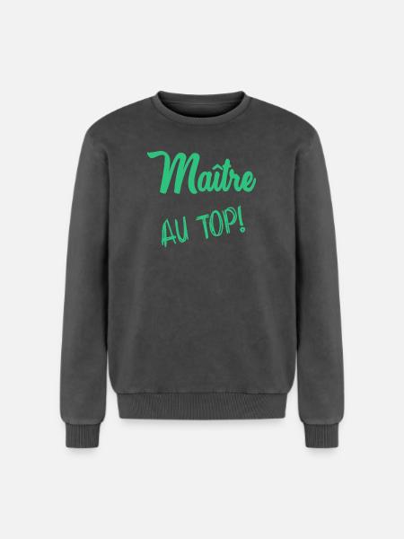 MASTER - Relaxed Unisex Premium Acid Washed Sweatshirt - acid washed black