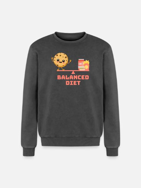 équilibré cookie fastfood Régime - Sweatshirt unisexe Premium acid-wash en coton - noir délavé acide
