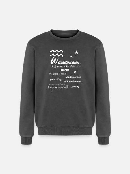 Wassermann Sternzeichen - Relaxed Unisex Premium Acid-Washed Sweatshirt - Schwarz Acid Wash