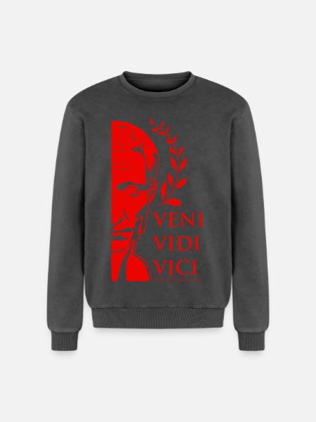 César 4 - Sweatshirt unisexe Premium acid-wash en coton - noir délavé acide