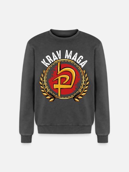 Krav Maga - Relaxed Unisex Premium Acid Washed Sweatshirt - acid washed black