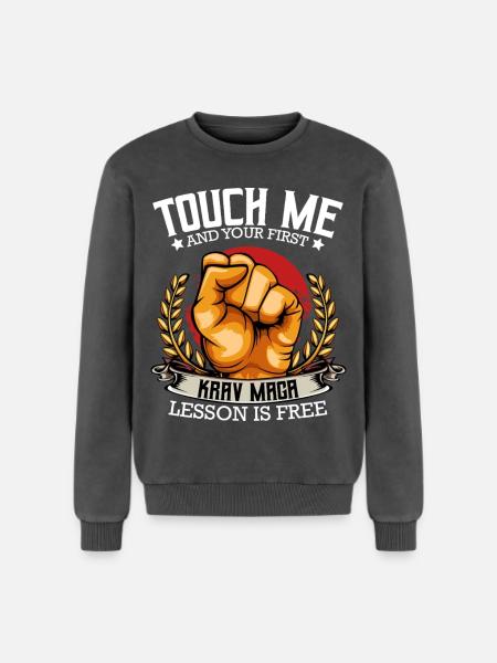 Krav Maga - Relaxed Unisex Premium Acid Washed Sweatshirt - acid washed black