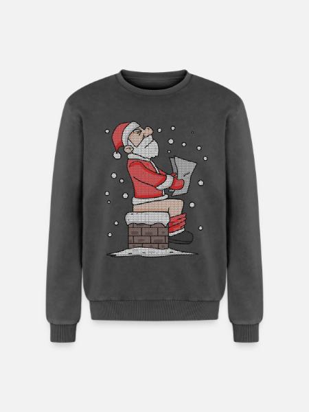 Père Noël assis sur la cheminée drôle - Sweatshirt unisexe Premium acid-wash en coton - noir délavé acide