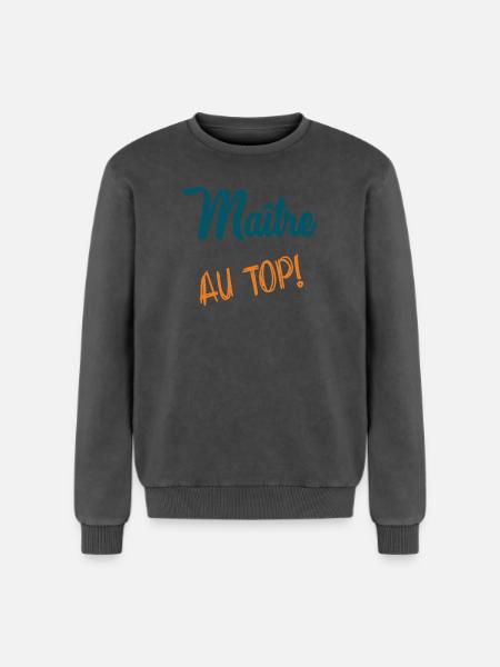 MAITRE - Sweatshirt unisexe Premium acid-wash en coton - noir délavé acide