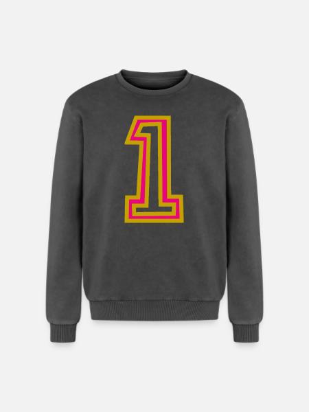 1. 1 AN - Sweatshirt unisexe Premium acid-wash en coton - noir délavé acide