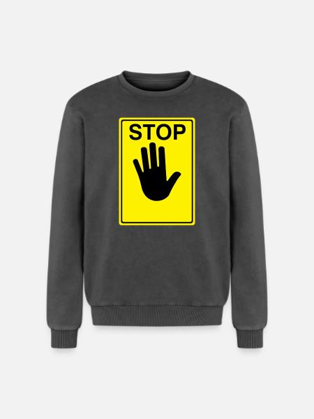 Stop Sign Logo - Relaxed Unisex Premium Acid Washed Sweatshirt - acid washed black