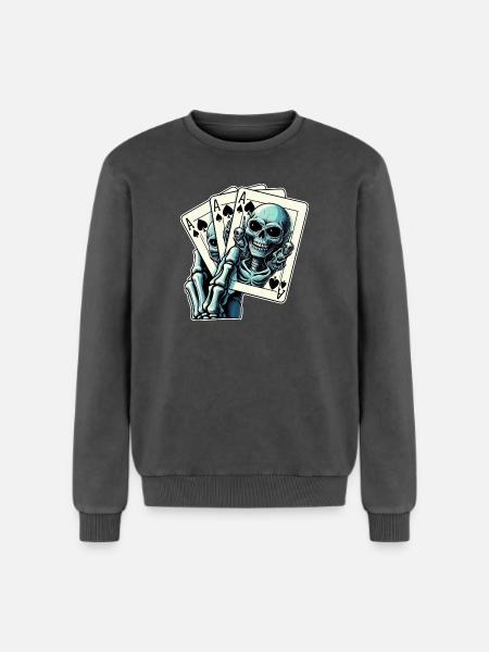 Jeu de cartes Alien - Sweatshirt unisexe Premium acid-wash en coton - noir délavé acide