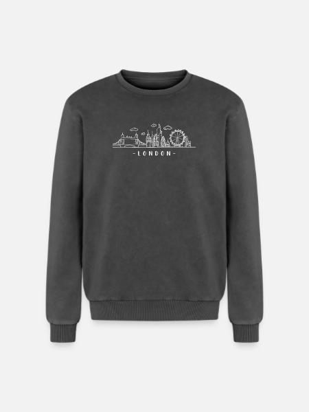 London Capital England Skyline Tower-Bridge - Sweatshirt unisexe Premium acid-wash en coton - noir délavé acide