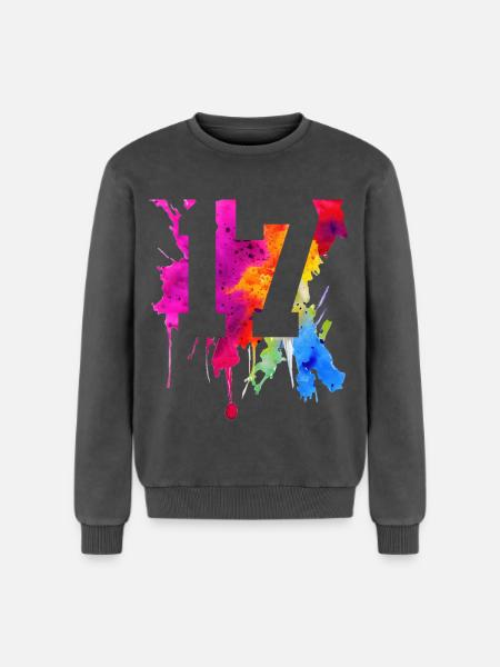 17 YEARS 17TH BIRTHDAY - Relaxed Unisex Premium Acid Washed Sweatshirt - acid washed black