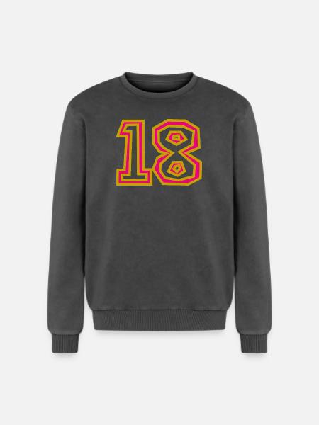 18 - Relaxed Unisex Premium Acid-Washed Sweatshirt - Schwarz Acid Wash