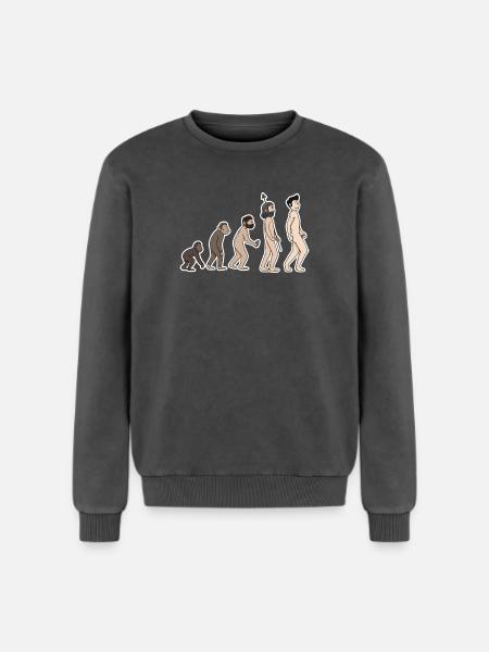 évolution - Sweatshirt unisexe Premium acid-wash en coton - noir délavé acide