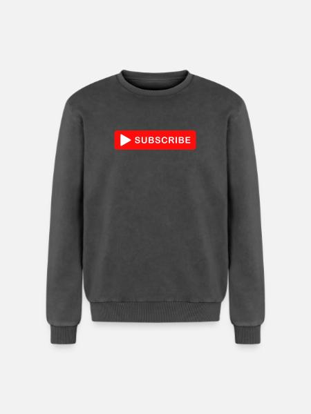 Subscribe Button Click Icon Design - Relaxed Unisex Premium Acid Washed Sweatshirt - acid washed black