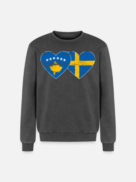 Kosovo Suède Drapeau utilisé - Sweatshirt unisexe Premium acid-wash en coton - noir délavé acide