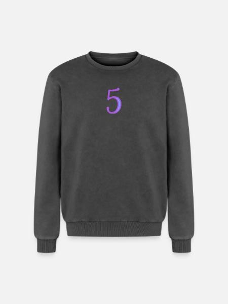 5. CINQ - Sweatshirt unisexe Premium acid-wash en coton - noir délavé acide