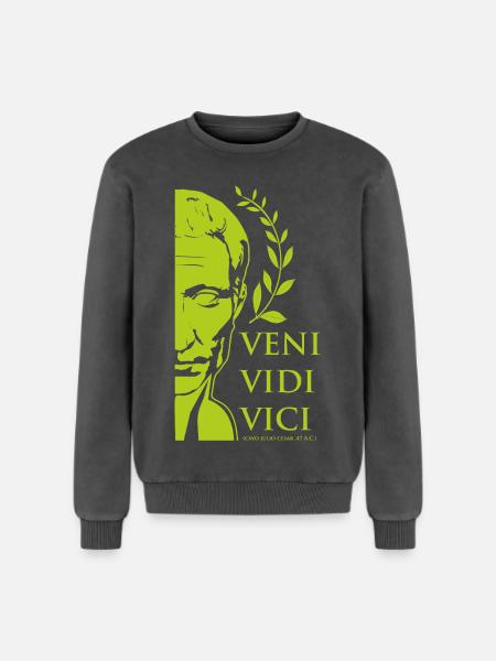 César vert - Sweatshirt unisexe Premium acid-wash en coton - noir délavé acide