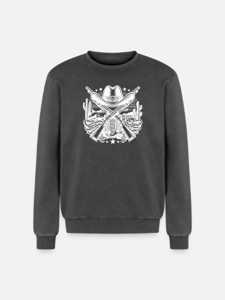Logo western 2 - Sweatshirt unisexe Premium acid-wash en coton - noir délavé acide