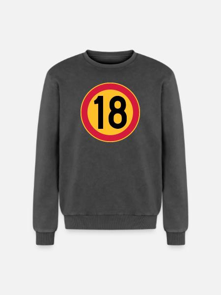 18 Geschwindigkeitsbegrenzung - Relaxed Unisex Premium Acid-Washed Sweatshirt - Schwarz Acid Wash